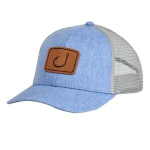 Blue and Gray Trucker Hat with Hook Patch